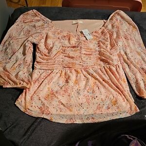 Maurices Pink Floral Blouse